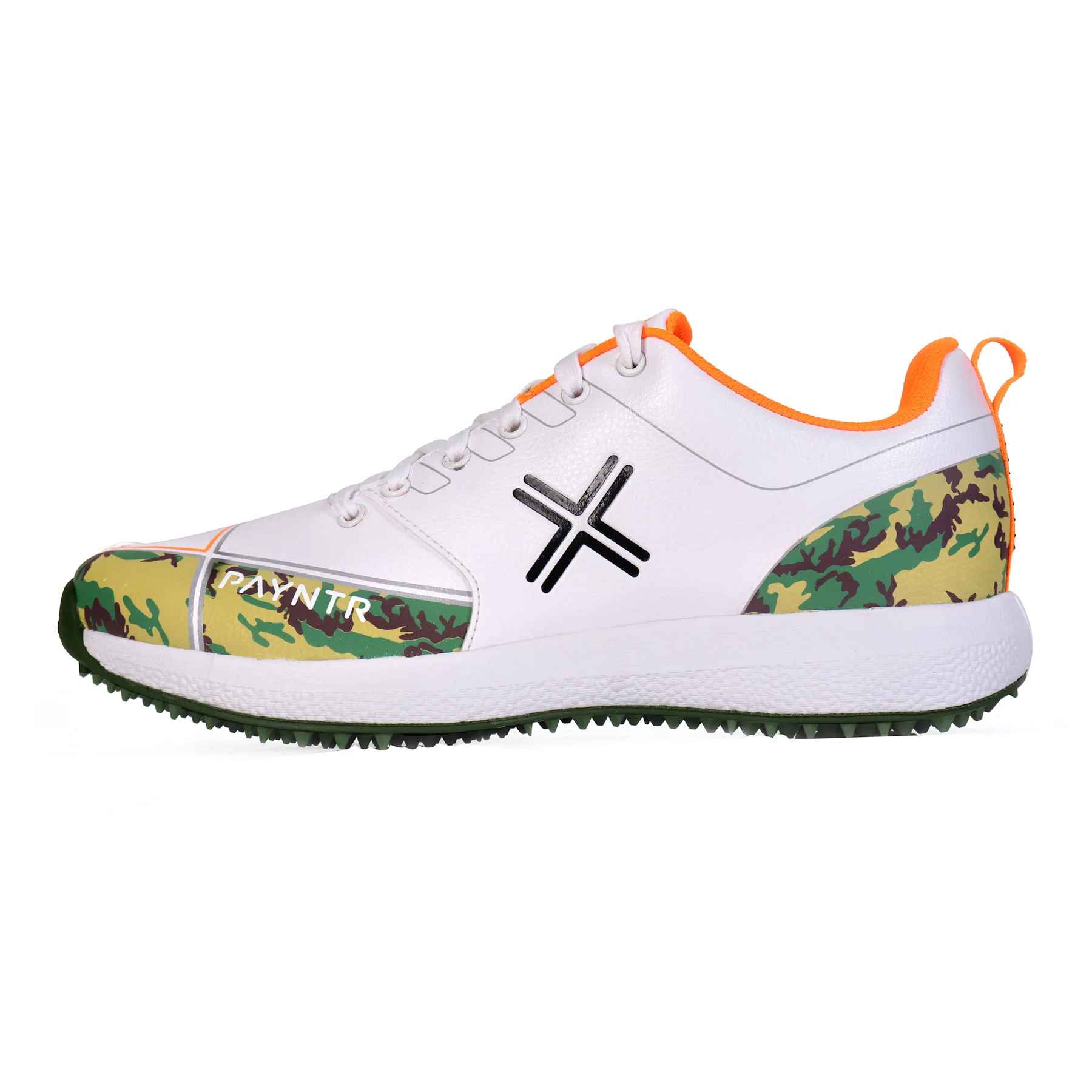 PAYNTR X RUBBER Cricket Shoes – Camo/Orange/Black