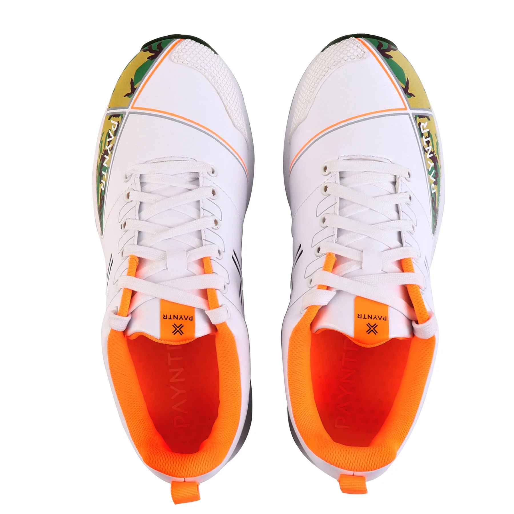PAYNTR X RUBBER Cricket Shoes – Camo/Orange/Black