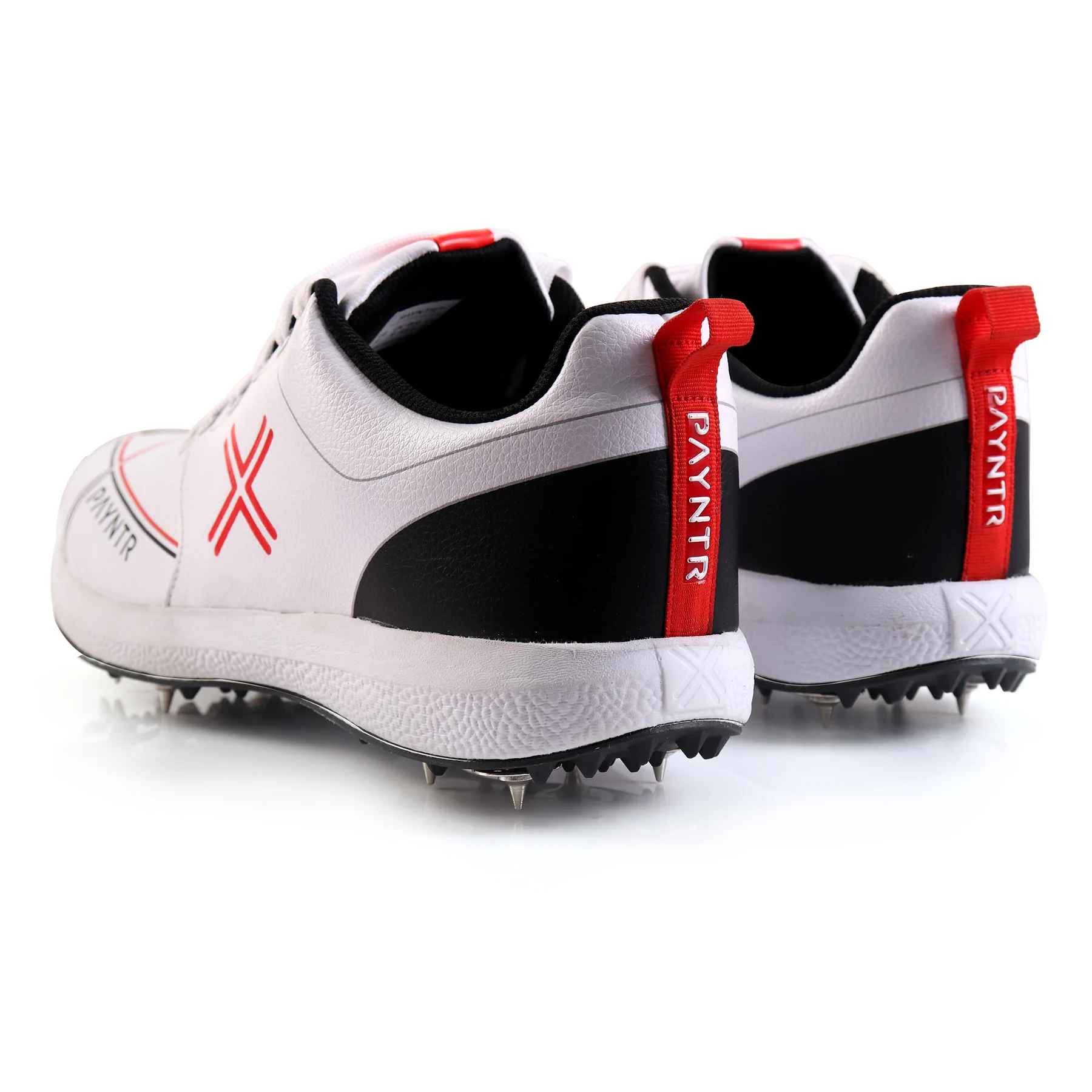 PAYNTR X SPIKES Cricket Shoes – White/Orange/Black